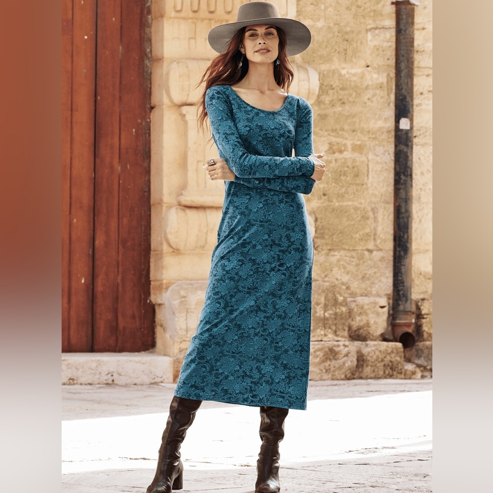 Peruvian Connection Indigo Lace Print Dress- new never worn light weight cotton